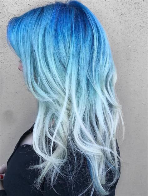 long blue and blonde hair | Light blue hair, Blue ombre hair, Ombre ...