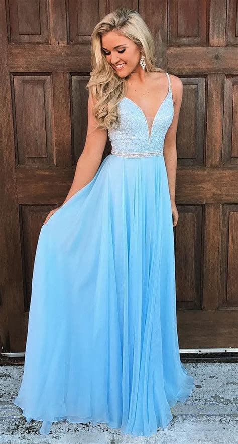 Gorgeous Straps Light Sky Blue Long Prom Dress Light Blue Prom Dress