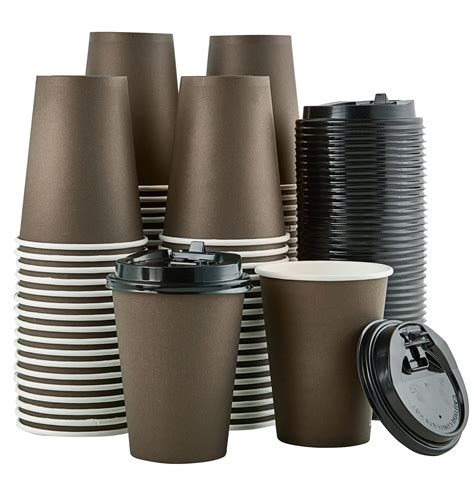 Buy LITOPAK 100 Pack 12 oz Paper Coffee Cups, Brown Disposable Coffee