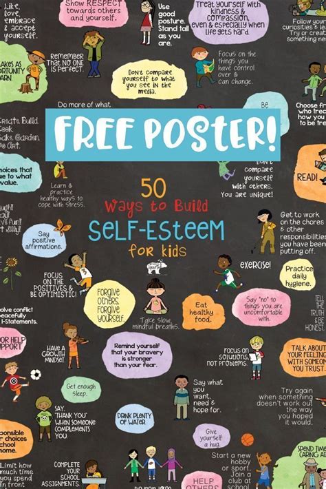 50 Ways To Build Self Esteem Free Poster Classroom And Counseling Office