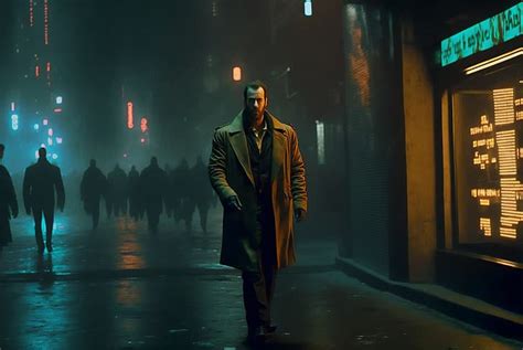 Arte Ai Blade Runner Cyberpunk Noir Ciudad Calle Lluvia Ne N