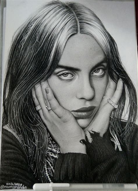 Billie Eilish In 2024 Portrait Celebrity Drawings Graphite Drawings