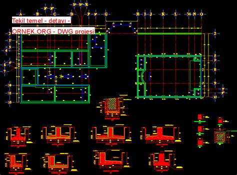 Proje Sitesi Tekil Temel Detay Autocad Projesi