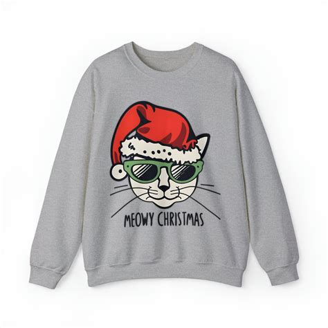 Funny Christmas Cat Sweater Cat Christmas Sweatshirt, Cute Christmas ...