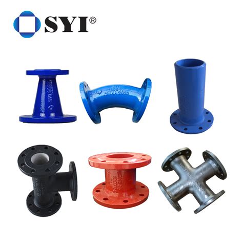 Epoxy All Flanged Tee Fittings Ductile Cast Iron Double Flange Four Way