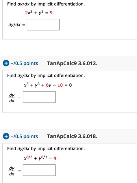 Solved Find Dy Dx By Implicit Differentiation X Chegg