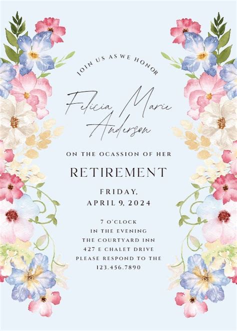 Spring Fairy Flower Retirement And Farewell Party Invitation Template Greetings Island