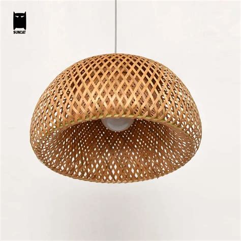 Bamboo Wicker Rattan Shade Pendant Light Cord Fixture Rustic Japanese