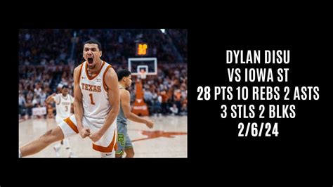 Dylan Disu Vs Iowa St Pts Rebs Asts Stls Blks