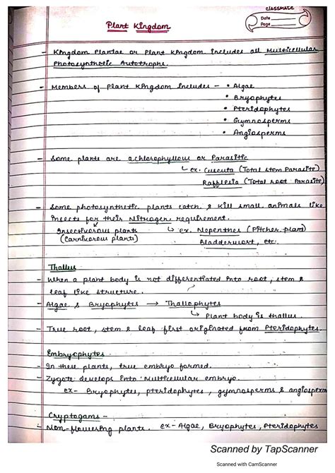 Solution Neet Biology Handwritten Notes On Plant Kingdom Notes Studypool