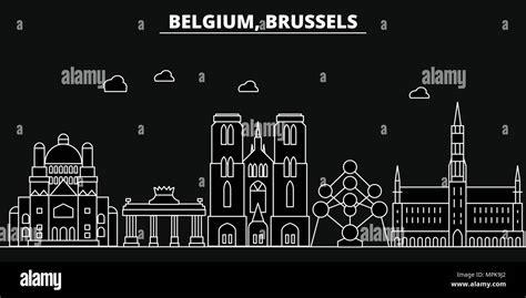 Brussels Silhouette Skyline Belgium Brussels Vector City Belgian