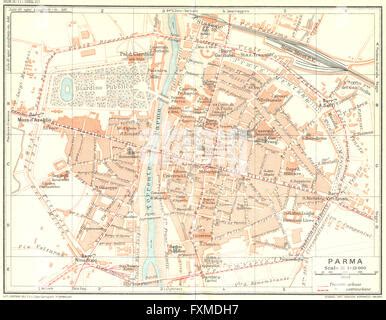 PARMA Karte Stadtplan Vintage Stadt Italien 1924 Stockfotografie Alamy