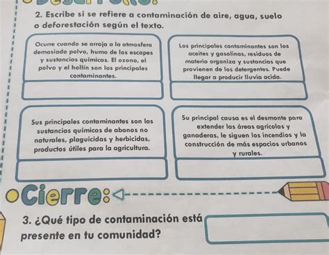 Escribe Si Se Refiere A Contaminaci N De Aire Agua Suelo Y