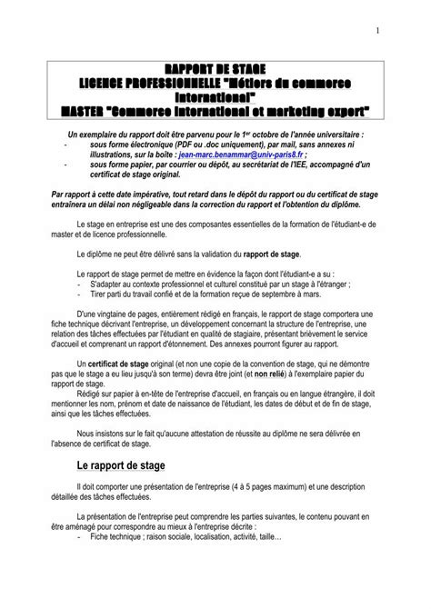 Pdf Rapport De Stage Licence Rapport De Stage Master Et De