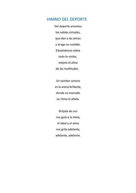 Himno Del Deporte Himno Del Deporte Del Deporte Amemos Las Nobles