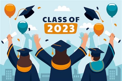 Free Vector | Flat background for class of 2023 graduation