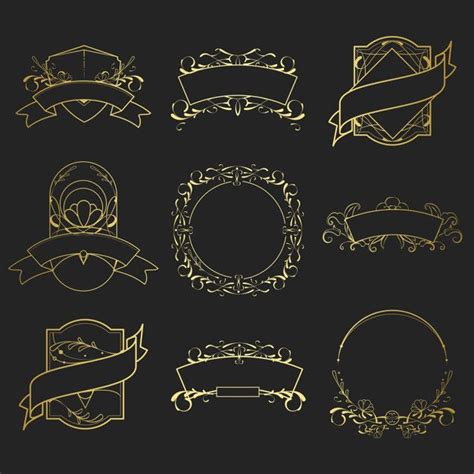 Free Vector Set Of Vintage Golden Art Nouveau Elements Vector In 2024