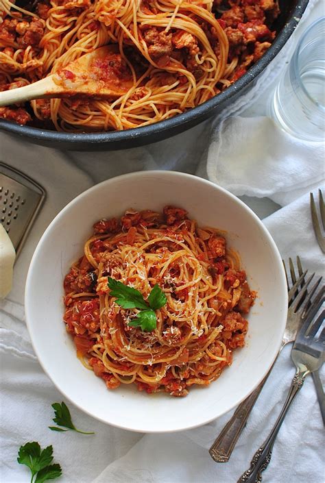 Angel Hair With A Tomato Meat Sauce Bev Cooks