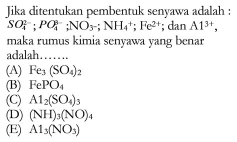 Tabel Berikut Memuat Rumus Senyawa Dan Nama Senyawa Kimia