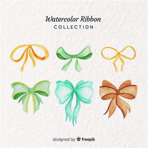 Colección de ribbons de navidad en acuarela Vector Gratis