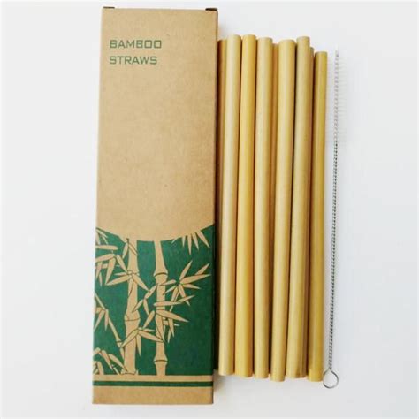 Bamboo Straws Sets Reusable Eco Friendly Handcrafted Natural Bamboo