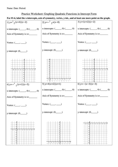 Graphing Quadratic Functions In Vertex Form Worksheet Answer Key