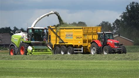 Gras Hakselen Door Loonbedrijf Reimink Met Claas Jaguar En Massey