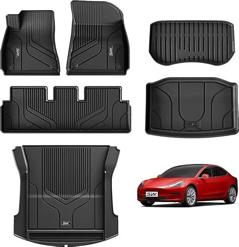 Amazon 3W Tesla Model 3 Floor Mats All Weather TPE Floor Liner