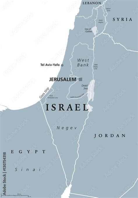 Israel Political Map With Capital Jerusalem And Neighbors State Of