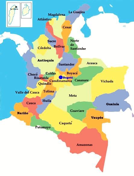 Mapa De Colombia Con Nombres Departamentos Y Capitales 【para Descargar