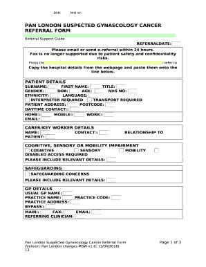 Pan London Suspected Gynaecology Cancer Referral Doc Template Pdffiller