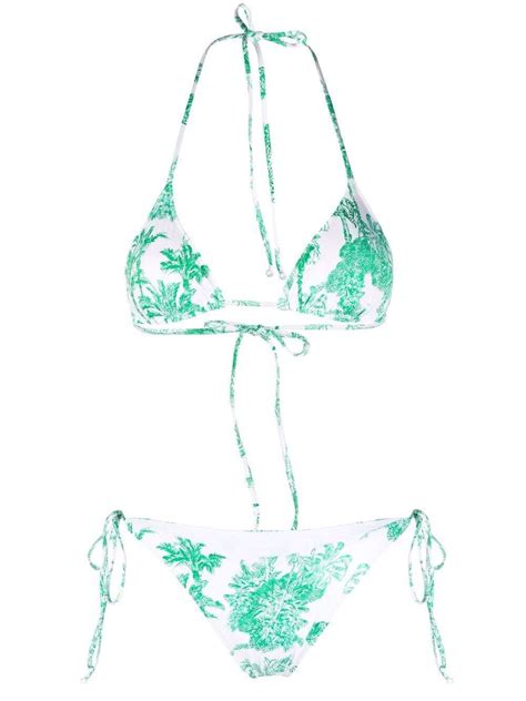 Mc Saint Barth Mariee Checky Pam Print Bikini Green Editorialist