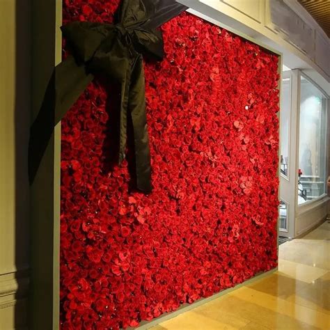 L0220 Wedding Background Red Floral Wall Backdrop Decor Artificial Silk