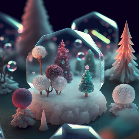 Premium Photo A 3d Illustration Of A Snow Globe With Trees Inside