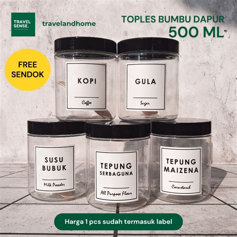 Jual Toples Bumbu Dapur 500 ML Free Label Dan Sendok Tutup Hitam