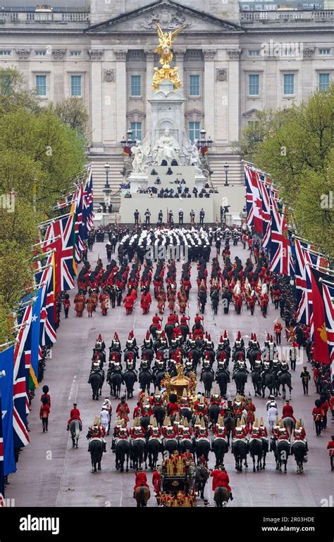 The Coronation Procession travels along The Mall following the coronation ceremony of King ...