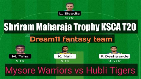 Shriram Maharaja Trophy Ksca T Mysore Warriors Vs Hubli Tigers