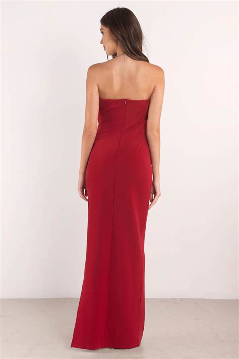 Red Dress Strapless Dress Red Elegant Dress Maxi Dress