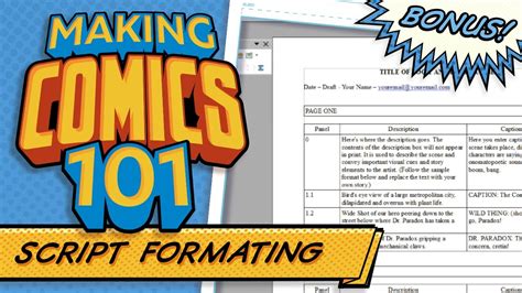 Formatting A Comic Book Script Making Comics 101 Bonus YouTube