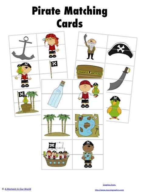 4 Free Pirate Printables Pirate Printables Matching Cards Pirate