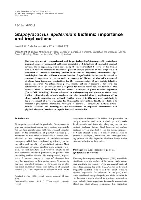 Pdf Staphylococcus Epidermidis Biofilms Importance And Implications