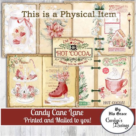 Junk Journal Kit Candy Cane Christmas Printed And Mailed To You