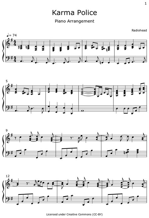 Karma Police Sheet Music For Piano