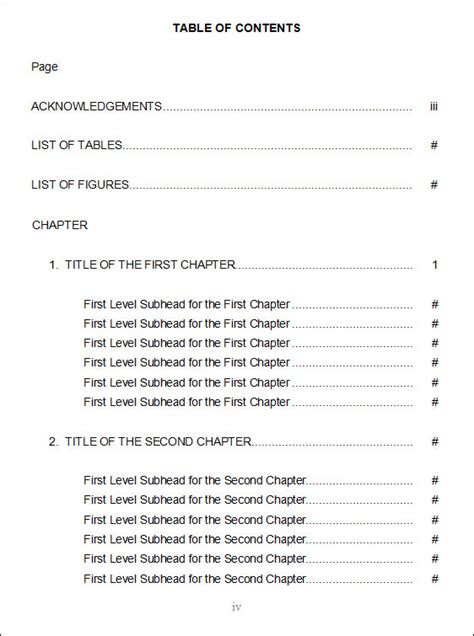 Microsoft Word Table Of Contents Template - Sarseh.com