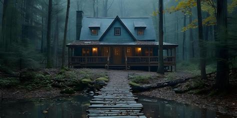 Premium Photo | Haunted Atmosphere of a Creepy Cabin in the Dark Woods ...