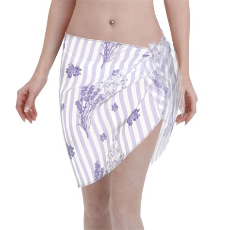 Adobk Bouquet And Lavender Flowers Swimsuit Coverups For Women Beach Bikini Short Skirt For