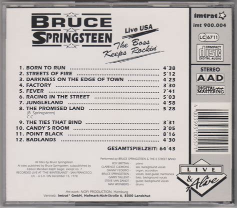 Bruce Springsteen Collection Live Usa The Boss Keeps Rockin Vol