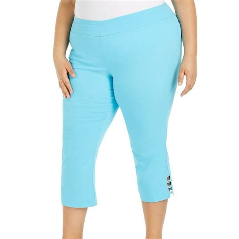 Jm Collection Womens Plus Size Capri Pants Blue Size 1x