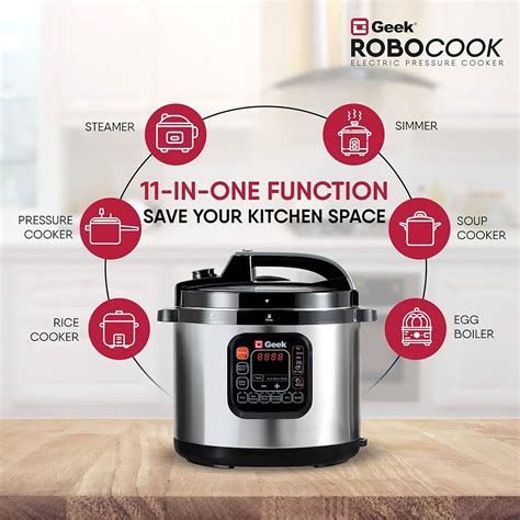 Geek Robocook Zeta Litre Electric Pressure Cooker With Non Stick Pot