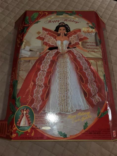 Rare Misprint Green Eyes Holiday Barbie Happy Holidays Gold